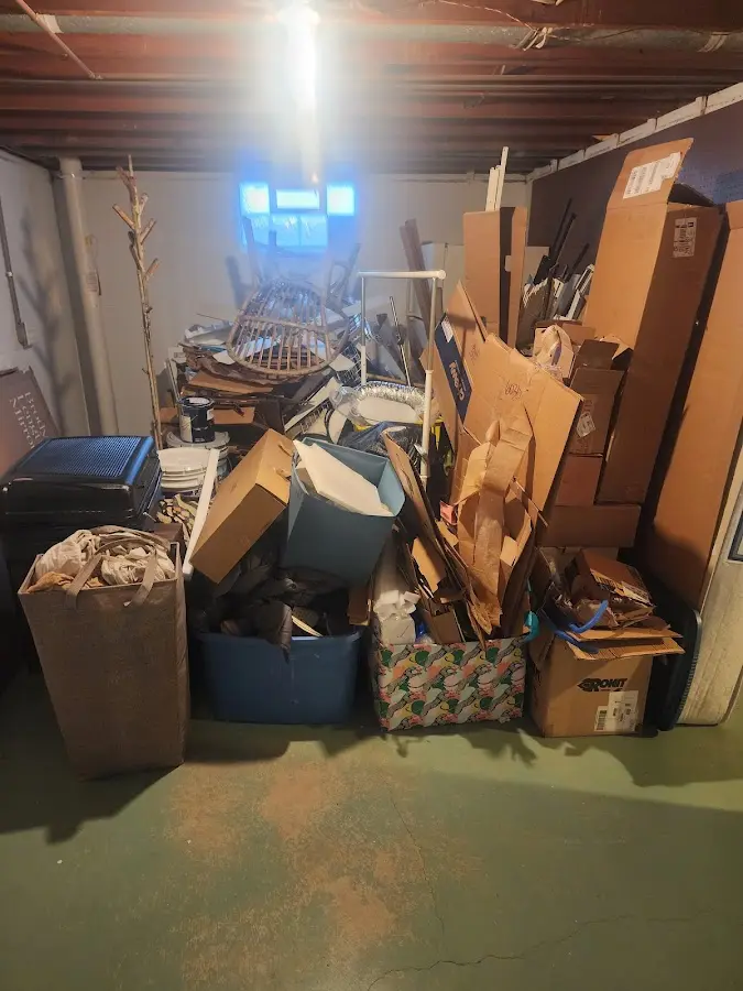 Roll-off dumpster container at job site for 4 Yard Dumpster Rental in Seymour